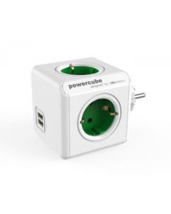 ALLOCACOC DESIGNNEST PowerCube produžni kabl sa 4 utičnice + 2 usb 1202GN/DEOUPC, zeleni - 1202GN-DEOUPC
