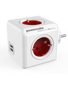 ALLOCACOC DESIGNNEST PowerCube produžni kabl sa 4 utičnice + 2 usb 1202RD/DEOUPC, crveni - 1202RD-DEOUPC