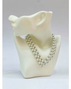 AZIBI Biserna ogrlica sa srebrnim cirkonima i magnetnom kopčom