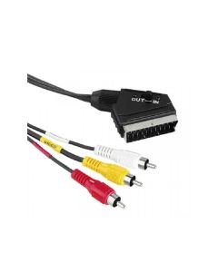 HAMA AV kabl scart (muški) na 3 X činč (muški) in/out P prekidač, 1.5m - 125120