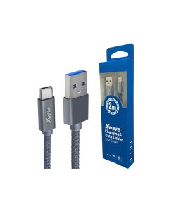 XWAVE Kabl USB-A 3.1 na USB-C 3.1, 3A,Al, upleteni, 2m, siva