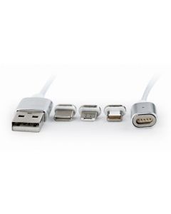 GEMBIRD CC-USB2-AMLM31-1M Magnetic USB charging combo 3-in-1 cable, silver, 1 m