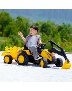 PREMIUM STIL Traktor sa prikolicom i pokretnom kašikom Žuti