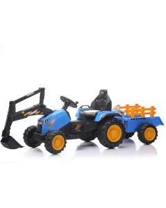 PREMIUM STIL Traktor sa prikolicom i pokretnom kašikom Plavi