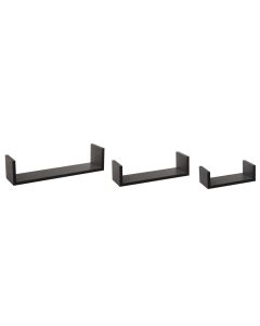 FIVE Zidna polica 3 kom 22x10x7; 32x10x8,5; 42x10x10 cm mdf crna - 138955A-1
