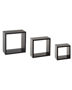 FIVE Zidna polica kocka 3 kom 15x9x15; 20x9x20; 25x9x25cm mdf crna - 138956A