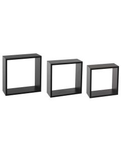 FIVE Zidna polica kocka 3 kom 24x12x24; 27x12x27; 30x12x30 cm mdf crna - 138957A-1