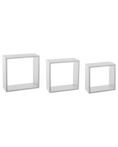 FIVE Zidna polica kocka 3 kom 24x12x24; 27x12x27; 30x12x30 cm mdf bela - 138957B-1