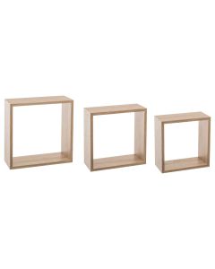 FIVE Zidna polica kocka 3 kom 24x12x24; 27x12x27; 30x12x30 cm mdf natural - 138957C-1