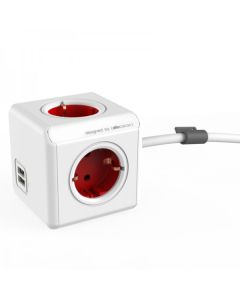 ALLOCACOC DESIGNNEST PowerCube Extender produžni kabl sa 4 utičnice 1402RD/DEEUPC, crveni - 1402RD-DEEUPC