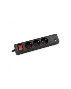 COMMEL Produžni Kabl 1,4m 3xšuko Sa Sklopkom + 2xUSB, Crn C234-411 - 141174