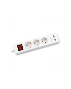 COMMEL Produžni Kabl 1,4m 3xšuko Sa Sklopkom + 2xUSB, Beli C234-401 - 141175
