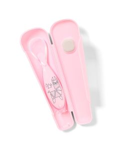 BABYONO Kašika vakum silikonska sa kutijom - 1461-01_roze