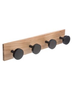 FIVE Zidni čiviluk 4mlt 40x6,5x8cm mdf/pin crna - 151556A