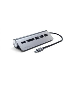 SATECHI Aluminium Type-C USB Hub 3x USB 3.0,MicroSD, siva - 160350