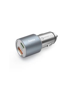 HAMA Auto punjač 1xUSB-C PD,1xUSB-A QC, 38 W, metal - 164993