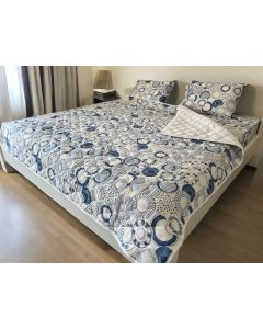 VIKTORIJA Viktorija set frotir/pamuk prekrivač Blue Circle 140x200cm - VLK000280-blue
