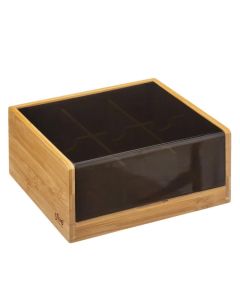 FIVE Kutija za čajeve 21.8x21x10cm, bambus/crna - 167754-1