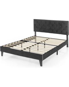 Tapaciran Krevet sa Drvenim Letvicama 200x180cm - 1677-1-1