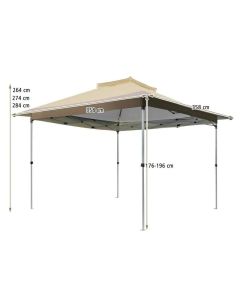 Gazebo paviljon sa mehanizmom 350x350cm Braon - 1680-1
