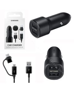 SAMSUNG Auto punjač 15W 2xUSB-A + combo kabl micro i Type-C, crna - 75178