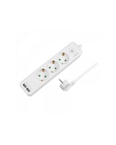 LOGILINK Produžni kabl 3 mesta, 2 USB, prekidač, 1.5m, beli (4782) - 171169