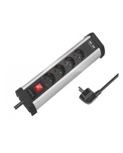 LOGILINK Produžni kabl 4 mesta, 2 USB, prekidač, stalak, 1.5m, aluminium (4798) - 171294