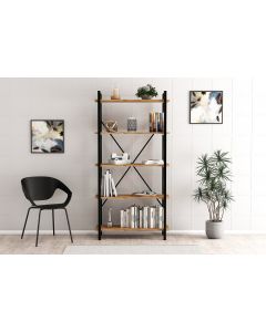 HANAH HOME Polica za knjige Nero Elit, braon/crna