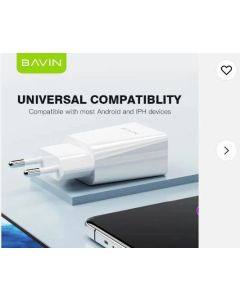 BAVIN Punjač 2.4A USB-A + kabl Micro, bela - 90026
