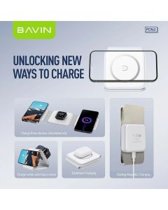 BAVIN Bežični punjač 3u1 Magnetic, bela - 90046