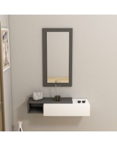 HANAH HOME Zidna polica sa ogledalom Vien, antracit/bela
