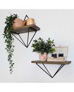 HANAH HOME Set dve zidne police Wr046, braon/crna