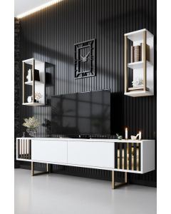 HANAH HOME TV polica Gold Line White Black - 172757