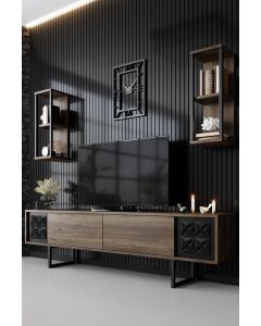 HANAH HOME TV polica Black Line Walnut Black - 172782