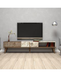 HANAH HOME TV komoda Milan, braon/bela mermerna