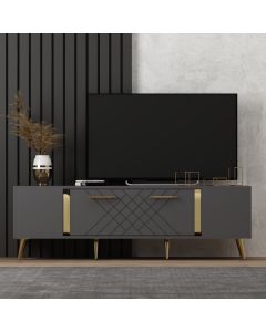 HANAH HOME TV polica Detas Anthracite Gold - 172983-1