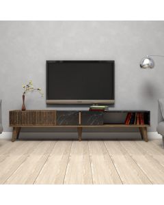 HANAH HOME TV polica Milan Walnut Black - 173004
