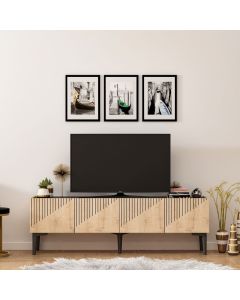 HANAH HOME TV polica Draw Sapphire Oak Black Marble - 173070