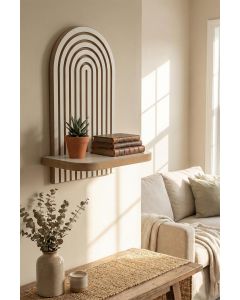 HANAH HOME Zidna polica Artmtkwll1D, bela/braon