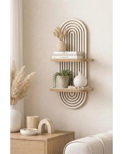 HANAH HOME Zidna polica Artmtkwll2D, bela/braon