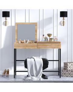HANAH HOME Sto za šminkanje Linda, svetlo braon/crna