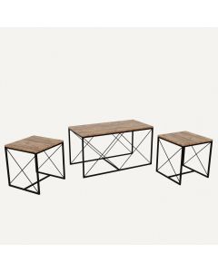 HANAH HOME Set klub stolova Defne 3/1, crna/tamno braon