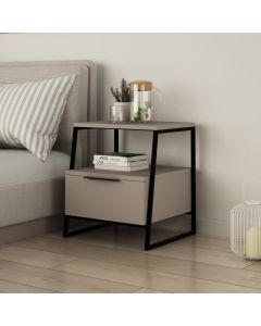 HANAH HOME Noćni ormarić Pal, siva/crna - 174423