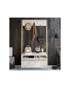 HANAH HOME Cipelarnik sa čivilukom Devin, bela/zlatna