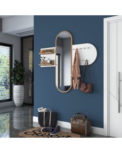 HANAH HOME Čiviluk sa ogledalom P3 - 2445, bela/krem