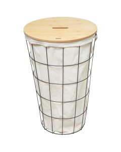 FIVE Korpa za veš Modern 38,5x57cm metal/mdf/pamuk crna