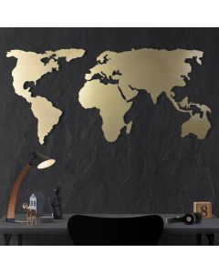 WALLXPERT Zidna dekoracija World map silhouette gold - 174853