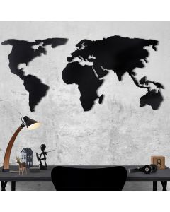 WALLXPERT Zidna dekoracija World map silhouette XL black - 174936