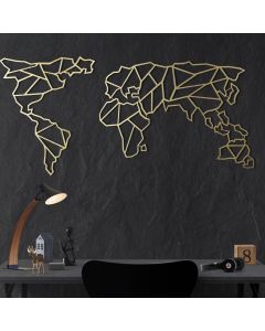 WALLXPERT Zidna dekoracija World Map Gold - 175155