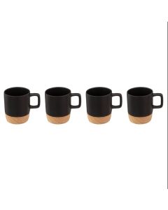 SECRET DE GOURMET Set keramičkih šolja sa bambus podmetačem 4/1 12cl, crna - 176953